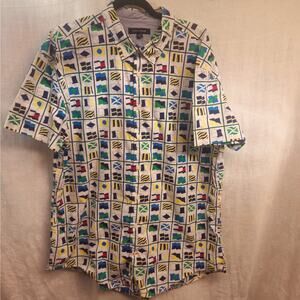 Vintage Tommy Hilfiger Size 3X Large Marine Flag all over print Short Slve Shirt